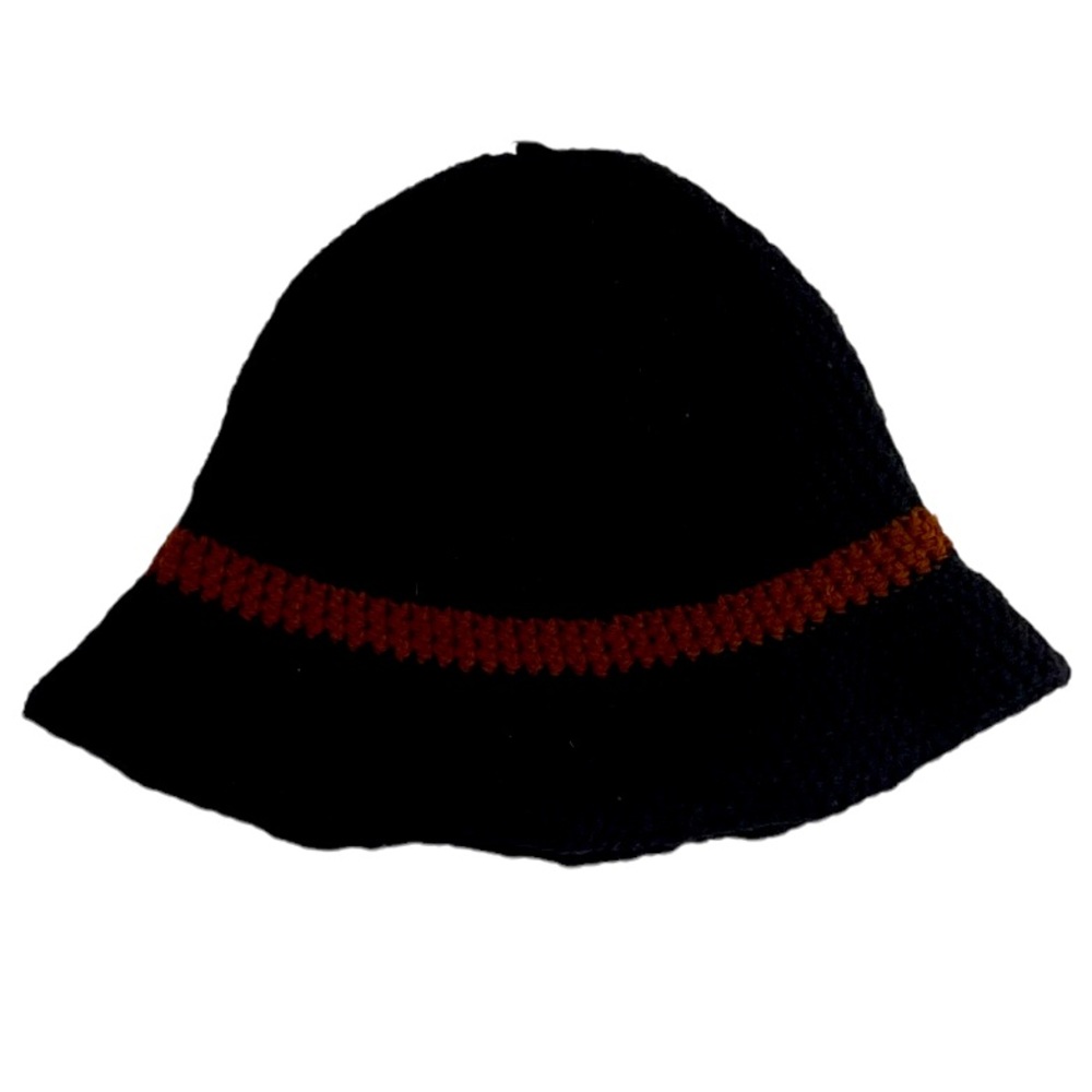 Black Winter beanie hat with a little soft rim